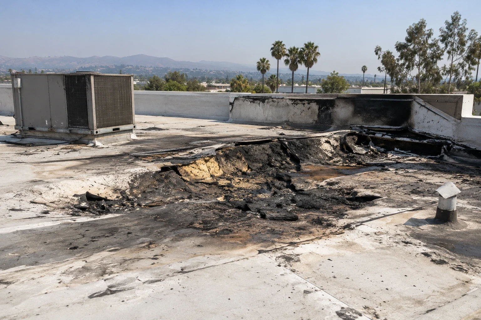 Commercial Fire-Damage Roof Repair in Fontana, CA Commercial Fire-Damage Roof Repair in Fontana, CA