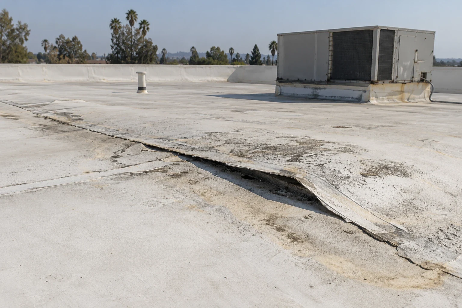 Commercial Roof Seam Failure Repair in Fontana, CA